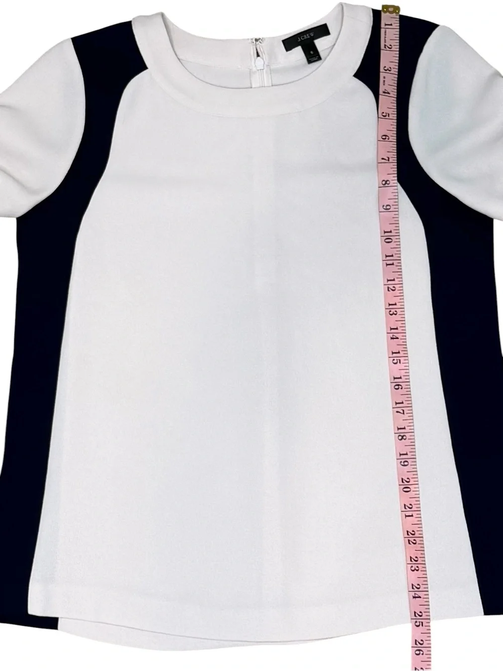 J. Crew Cream and Navy Short Sleeve Colorblock Top Size 6